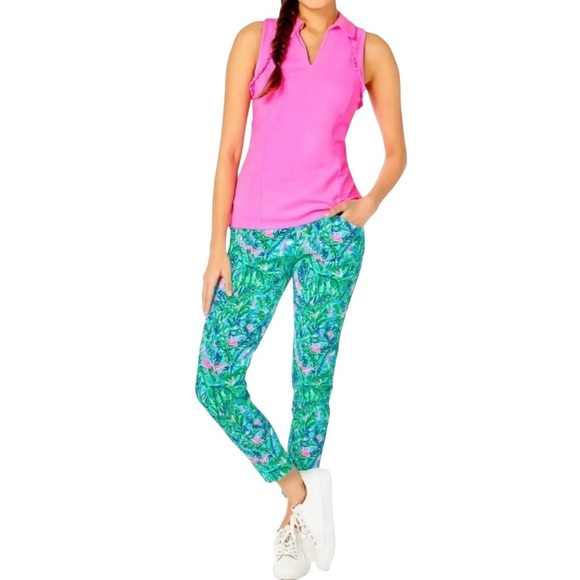 Lilly Pulitzer Ankle Cropped Pants Parfecto Print Size 16 Retired Golf Print EUC - Picture 1 of 7